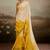 Cream & yellow soft chiffon zari woven chit pallu patta saree with blouse