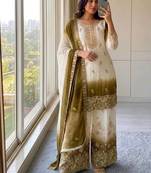 White Color  Embroidery Work  Georgette Salwar Suit