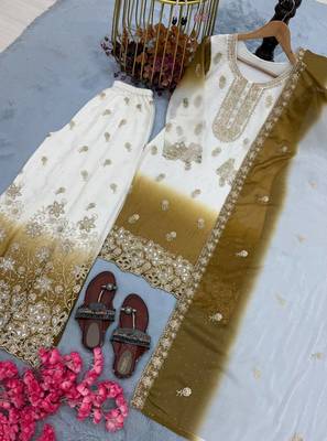 White Color  Embroidery Work  Georgette Salwar Suit 4