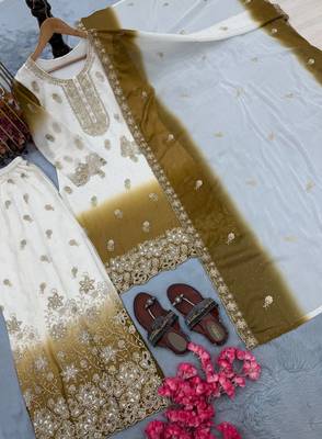 White Color  Embroidery Work  Georgette Salwar Suit 5