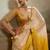 Cream & yellow soft chiffon zari woven chit pallu patta saree with blouse
