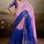 Pink & blue soft chiffon zari woven chit pallu patta saree with blouse