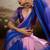 Pink & blue soft chiffon zari woven chit pallu patta saree with blouse