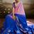 Pink & blue soft chiffon zari woven chit pallu patta saree with blouse