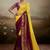 Yellow & maroon soft chiffon zari woven chit pallu patta saree with blouse