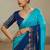 Sky & blue soft chiffon zari woven chit pallu patta saree with blouse