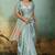 sky blue tissue zari woven, patta, chit pallu with small buttis all over saree with blouse
