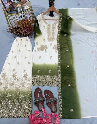 White Color  Embroidery Work  Georgette Salwar Suit 3