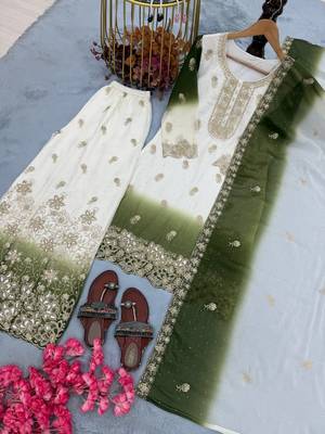 White Color  Embroidery Work  Georgette Salwar Suit 4