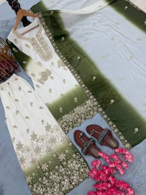 White Color  Embroidery Work  Georgette Salwar Suit 5