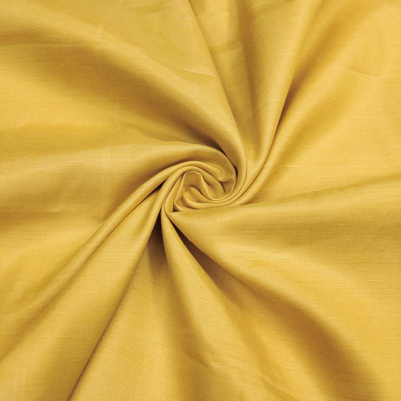 women's mustard unstitched banarasi cotton dress material with woven dupatta