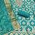 women's sea green unstitched banarasi cotton dress material with woven dupatta