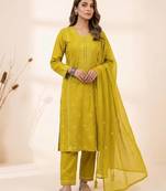 lmon color embroidered and sequence wrok silk blend salwar suit