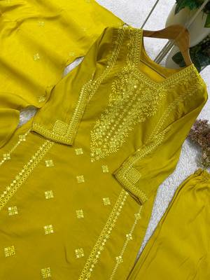 lmon color embroidered and sequence wrok silk blend salwar suit 2