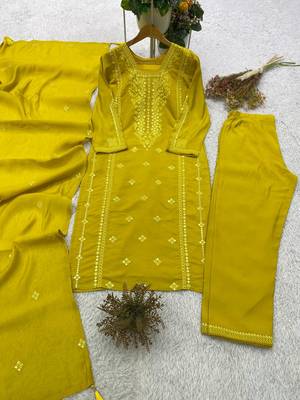 lmon color embroidered and sequence wrok silk blend salwar suit 4
