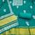 women's sea green unstitched banarasi cotton dress material with emblished dupatta