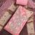 women's pink unstitched banarasi cotton dress material with woven dupatta