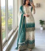 White Color  Embroidery Work  Georgette Salwar Suit