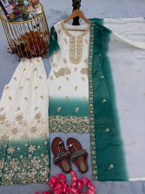 White Color  Embroidery Work  Georgette Salwar Suit 3