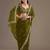 Delightful olive green tissue silk zari and sequins embroidered indian latest design party wear saree