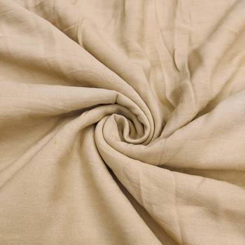 women's beige unstitched banarasi cotton dress material with emblished dupatta 3