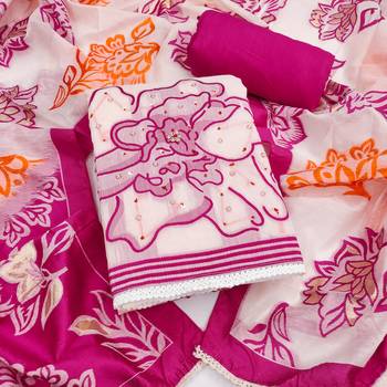 women's multi unstitched pure banarasi cotton dress material with woven dupatta 1
