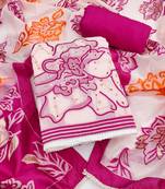 women's multi unstitched pure banarasi cotton dress material with woven dupatta