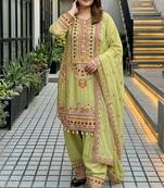 Pista heavy mal chanderi party wear embroidery suit set