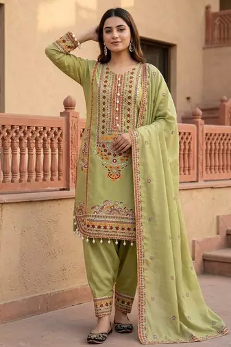 Pista heavy mal chanderi party wear embroidery suit set