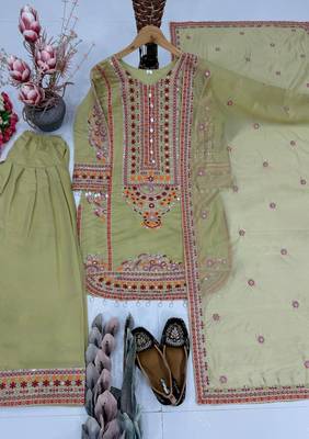 Pista heavy mal chanderi party wear embroidery suit set 4