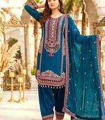 Sky blue heavy mal chanderi party wear embroidery suit set