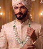 Green kundan necklace for men – traditional wedding jewellery
