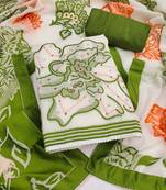 women's multi unstitched pure banarasi cotton dress material with woven dupatta