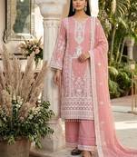 Peach heavy faux georgette party wear embroidery suit set