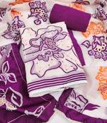 women's multi unstitched pure banarasi cotton dress material with woven dupatta