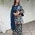 Blue pure cameric cotton party wear embroidery suit set