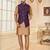 Purple jacquard digital print jacket kurta pajama set with fancy buttons.