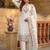 White heavy chinon silk party wear embroidery suit set