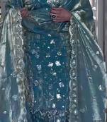 Sky blue heavy crushi silk party wear embroidery suit set