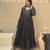 Black heavy brocade party wear embroidery anarkali suit set