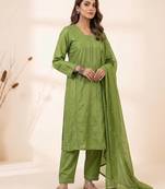 sea green  color embroidered and sequence wrok silk blend salwar suit