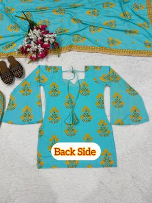 Sky pure cameric cotton party wear embroidery suit set 4