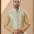 Cream heavy banarasi jacquard jacket kurta pajama set with fancy buttons.