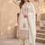 White heavy faux georgette party wear embroidery suit set