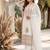 White heavy faux georgette party wear embroidery suit set