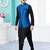 Royal blue & black heavy banarasi jacquard jacket kurta pajama set with fancy buttons.
