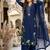 Blue heavy roman silk party wear embroidery suit set