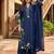 Blue heavy roman silk party wear embroidery suit set