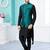 Sea green colour heavy banarasi jacquard jacket kurta pajama set with fancy buttons.
