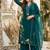 Green heavy roman silk party wear embroidery suit set